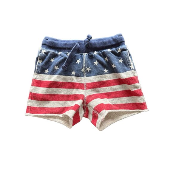 OshKosh B’gosh boys flag striped shorts Sz 18 months terry pull on patriotic red - Picture 1 of 3